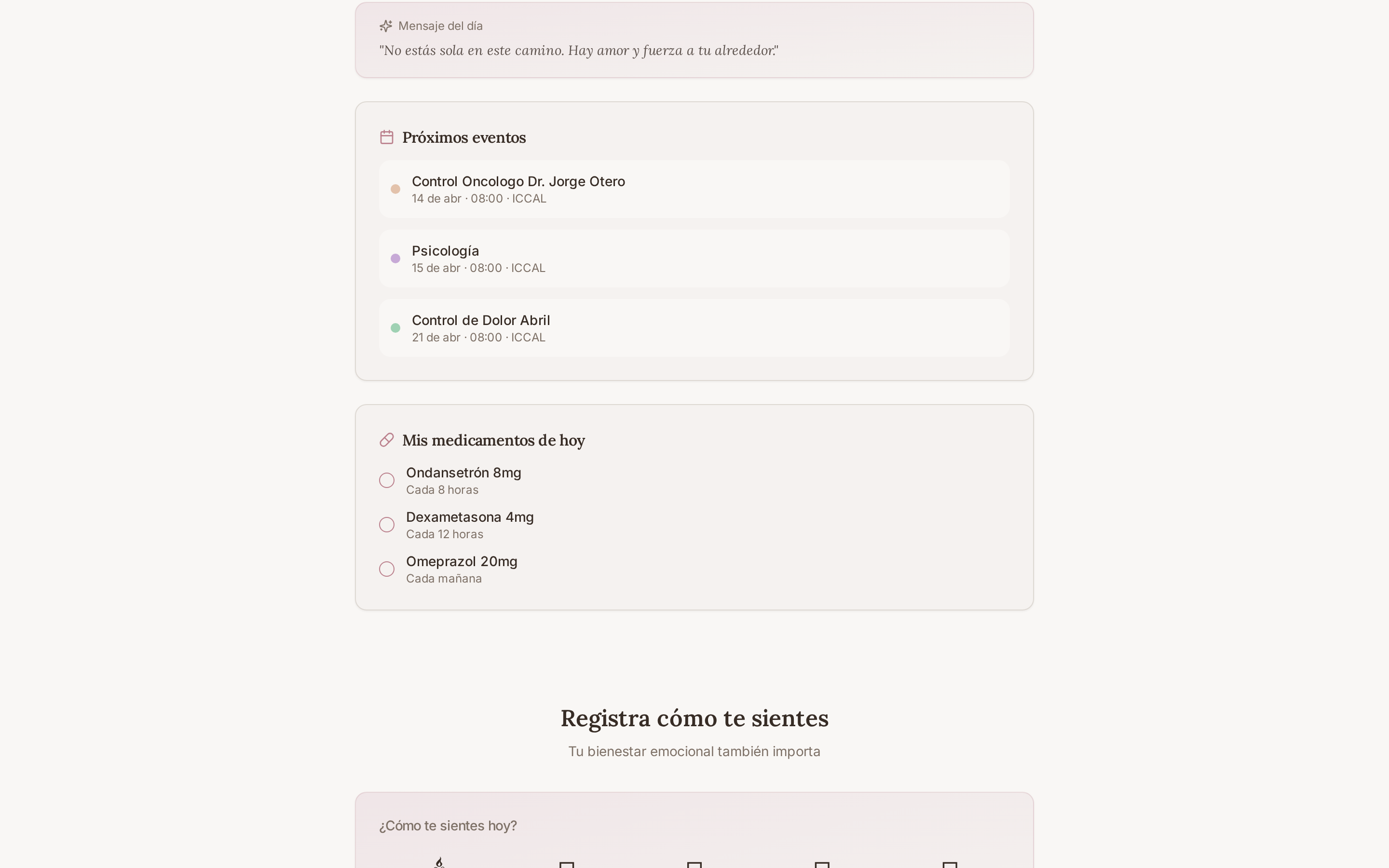 LAKI — Agenda · Próximos eventos y medicamentos del día